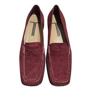 Trotters Burgundy Suede Comfort Loafers Women's Size 7M Slip On Work Flats